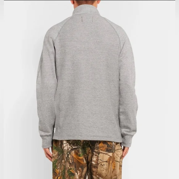 Reigning Champ Mélange Loopback 1/2 Half-Placket Snap Button Heathered Grey M - Picture 3 of 14
